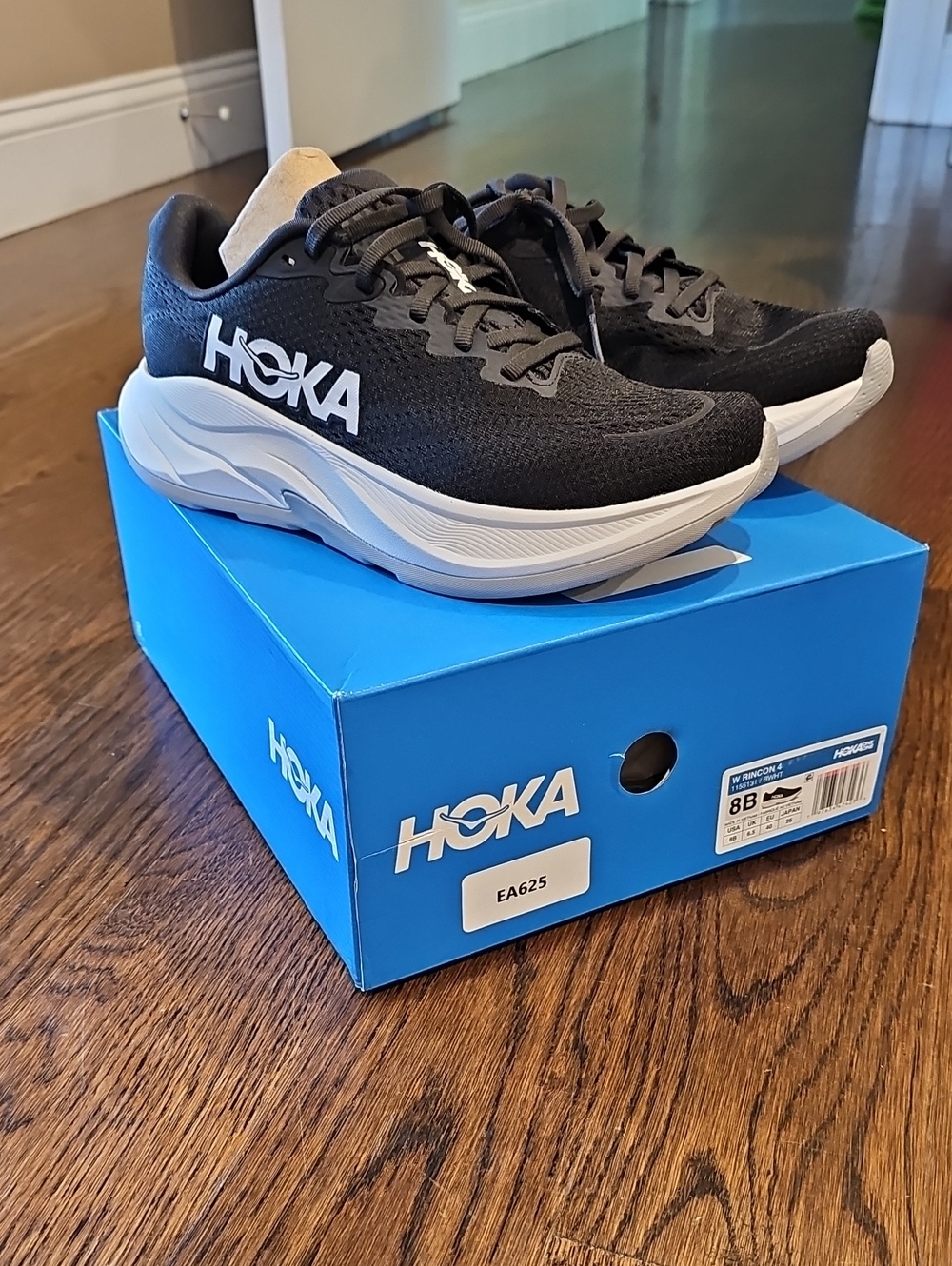 Hoka Rincon 4 Black and White Running Sneakers brand new